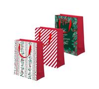 OH YEAH - Pack 3 Bolsas Regalo Navidad - Bolsa Cartón Con Asas - 4 Tamaños - Regalos Navideños, Reyes Magos, Amigo Invisible - REGALO ÚNICO (All I Want, Pequeña 18 x 10 x 24 cm, 3 Unidades)