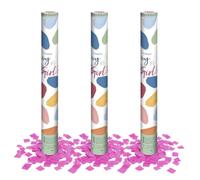 OH YEAH - Pack 3 Uds - Cañón Confeti Revelación de Género Rosa 50 cm - Revelación Sexo Bebé - Confeti Rosa - Baby Shower - FÁCIL DE USAR