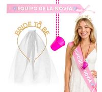 OH YEAH - Pack 3 Uds - Kit Despedida de Soltera Accesorios - Bandas para Despedidas de Soltera - Photocall - Velo - Diadema - Disfraz Novia - Bodas - Bride to Be - REGALO ÚNICO