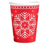 OH YEAH - Pack 6 Vasos Cartón - Winter Rojo - 270 cc - Efecto Metalizado Rojo - Decoración Mesa Navidad - Mesa Decoración Rojo - Decoración Navidad - DISEÑO ÚNICO