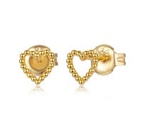OH YEAH - Pendientes Corazón de 5,5 mm Bañados en Oro - El Día de San Valentín, Accesorios para Boda, San Valentín o Fiesta Temática - REGALO ÚNICO (Pendientes Corazón 5,5 mm)