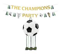 OH YEAH - Piñata de Cumpleaños Balón Fútbol Ø 42 cm + Guirnalda 'The Champions Party' - Decoración Fiestas Infantiles - Piñatas Grandes para Rellenar con Juguetes y chuches - FÁCIL DE RELLENAR