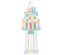 OH YEAH - Piñata de Cumpleaños Grande Tarta 39,5 x 55 cm Cumple Velas - Decoración Fiestas Infantiles Niño y Niña - Piñatas Grandes para Rellenar con Juguetes y chuches - FÁCIL DE RELLENAR