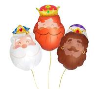 OH YEAH - Set 3 Globos Navideños Foil Reyes Magos Metalizado - 50 x 40 cm - Apto Helio - Globo fiesta - Decoración Navidad - Reyes Magos - DISEÑO ÚNICO