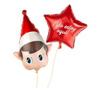 OH YEAH - Set Globo Foil Cabeza Elfo Mágico + Estrella Navidad con frase - Decoración Festiva con Duendes - Accesorios Navideños - Complementos para Fiestas, Hogar y Colegios - Diseño Único