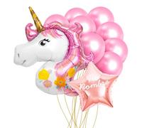 OH YEAH - Set Globos Unicornio PERSONALIZADO - Globo Foil Estrella Rosa + Globo Foil Unicornio + 10 Globos Látex Rosa - Nombre Personalizado - Apto Helio - Globo Personalizado - ELIGE TU NOMBRE