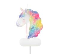 OH YEAH - Vela Número 1 Unicornio para Tartas - 6 cm - Vela Cumpleaños Infantil - Blanca con Melena y Cuerno Multicolor - Decoración Fiesta Unicornio