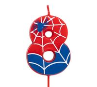 OH YEAH - Velas de Número 8 Arañas para Tartas - Números 0 a 9-6 cm - Perfectas para Tartas Infantiles - Color Rojo y Azul con Telarañas y Araña - Vela Cumpleaños Infantil - Fiesta Telarañas
