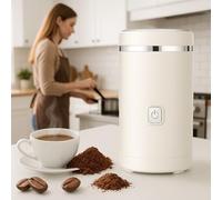OHAANYY Molinillo Eléctrico Café Especias Semillas Cuchillas Acero Blanco | Triturador granos frutos secos hierbas, motor potente 20000RPM, cubierta transparente control finura, compacto cocina