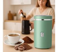 OHAANYY Molinillo Eléctrico Café Especias Semillas Cuchillas Acero Verde | Triturador granos frutos secos hierbas, motor potente 20000RPM, cubierta transparente control finura, compacto cocina