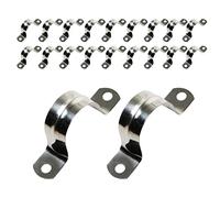 Ohamtes 20 abrazaderas de banda de tubo de 14 mm, 201 abrazaderas de tubo de acero inoxidable, abrazaderas de tensión de banda de tubo de dos agujeros, clips de tubo en forma de U, abrazaderas de