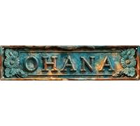 Ohana - Letrero de metal vintage para regalo de Pascua, 4 x 16 pulgadas, placa decorativa de calle, campo, cabaña, adecuado para habitaciones, hogares, puertas, jardines, cuevas, granja, decoración de