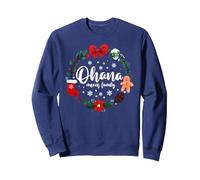 Ohana Means Family Vacaciones de Navidad en Familia Sudadera, Unisex para Adultos, Azul Marino, XL