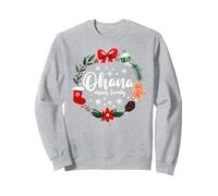 Ohana Means Family Vacaciones de Navidad en Familia Sudadera, Unisex para Adultos, Gris Jaspeado, XXL