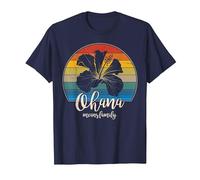 Ohana Significa Familia Camiseta Vintage Hawaiana T-Shirt Regalos Camiseta, Hombre, Azul Marino, M