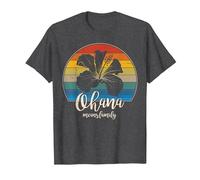 Ohana Significa Familia Camiseta Vintage Hawaiana T-Shirt Regalos Camiseta, Hombre, Jaspeado Oscuro, S