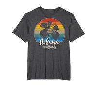 Ohana Significa Familia Camiseta Vintage Hawaiana T-Shirt Regalos Camiseta, Hombre Tallas Grandes, Jaspeado Oscuro, 5X Alto