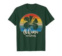 Ohana Significa Familia Camiseta Vintage Hawaiana T-Shirt Regalos Camiseta, Hombre, Verde Bosque, XL