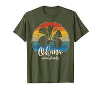 Ohana Significa Familia Camiseta Vintage Hawaiana T-Shirt Regalos Camiseta, Hombre, Verde Oliva, 3XL