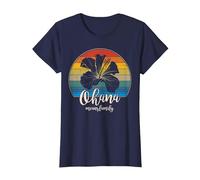 Ohana Significa Familia Camiseta Vintage Hawaiana T-Shirt Regalos Camiseta, Mujer, Azul Marino, M