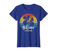 Ohana Significa Familia Camiseta Vintage Hawaiana T-Shirt Regalos Camiseta, Mujer, Azul Real, S