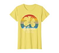 Ohana Significa Familia Camiseta Vintage Hawaiana T-Shirt Regalos Camiseta, Mujer, Limón, M
