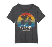 Ohana Significa Familia Camiseta Vintage Hawaiana T-Shirt Regalos Camiseta, Mujer Tallas Grandes, Jaspeado Oscuro, 1XL Grande