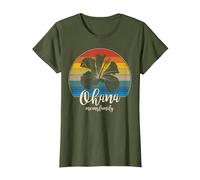 Ohana Significa Familia Camiseta Vintage Hawaiana T-Shirt Regalos Camiseta, Mujer, Verde Oliva, XXL