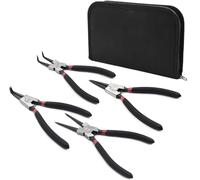 OhanaBeach 4piezas Juegode Alicates para Anillos Elásticos, 170 mm alicates circlip internos y externos rectos curvados, alicates de punta resistentes a la corrosión, con bolsas de almacenamiento