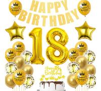 Ohaoduo Globos oro 18 años cumpleaños, decoraciones cumpleaños 18 años chico, decoraciones pastel 18 cumpleaños