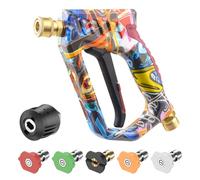 OHAYORI Pistola de lavado a presión con 5 boquillas de conexión rápida, rosca interior M22-14 mm, Compatible con adaptador Kärcher K2-K7, 4000 PSI, para suelos, paredes y coches, empuñadura de goma