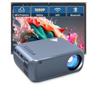 Ohdil Mini proyector con proyector portátil Wifi compatible con mini proyector de películas HD 1080P de 170 pulgadas, proyector para exteriores compatible con teléfono/tablet/portátil/TV Stick/