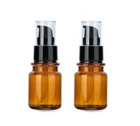 OHEETU 2 PCS 60ml 2oz Amber Plastic Travel Bottles Bomba a prueba de fugas Dispenser de emulsión de loción Contenedores de cosméticos con cabeza de bomba negra