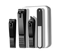 ohfruit Juego de cortaúñas negro resistente para uñas y uñas de los pies, perfecto para hombres y mujeres con caja de almacenamiento, color negro