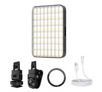 ohfruit Luz de relleno LED con 128 luces en total, luz de relleno con clip para teléfono, 3 modos de luz, luz magnética portátil recargable para selfie, videoconferencia, vlog, color negro