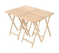 ohfruit Mesa plegable portátil para TV, juego de 4 piezas, madera maciza con acabado natural y marco de metal, ahorra espacio para aperitivos, laptop o cena, 4 piezas AA