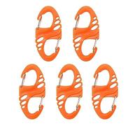 ohfruit Mini mosquetón tipo S, juego de 5 hebillas de acero de plástico ligero para escalada al aire libre, clips de senderismo, diseño compacto y portátil, fácil de transportar, color naranja