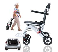 ohfruit Silla de ruedas plegable para adultos, sillas de ruedas de transporte ultraligeras de 18 libras con frenos de mano para personas mayores, sillas de ruedas ligeras para viajes con correa de