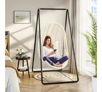 ohfruit Silla hamaca en forma de A con soporte de metal resistente, soporte de silla colgante para interiores y exteriores, carga máxima de 220 libras, 85 x 80 x 145 cm, estante de soporte para