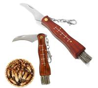 Ohh-nanjoo 2 Navaja para Setas, Navaja Champiñon, Cuchillo para Hongos con Cepillo y Regla, Cuchillo Plegable para Trufa, Acero Inoxidable Micologica, Navajai para Setas Plegable para Recoger