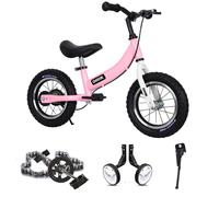 OHIIK Balance Bike 2 in 1 for Kids 2 3 4 5 6 7 Years Old Balance to Pedals Bike 12 14 16 inch Kids Bike with Pedal kit Training Wheels Brakes (Pink 12
