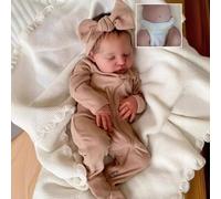 OHIJGN Muñeca Reborn Niña 20 Pulgadas Hecho A Mano Lavable Bebé Reborn Suave Cuerpo De Vinilo con Anatómico Correcto, Muñecas De Bebé Reborn Parece Un Bebé Real (Ojos Cerrados Niña)
