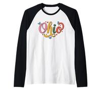 Ohio Butterfly Script Cute Girl State Pride, Women & Kids Camiseta Manga Raglan