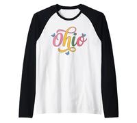 Ohio Butterfly Script Cute Girl State Pride Womens & Kids Camiseta Manga Raglan