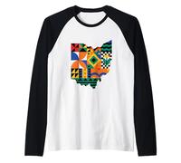 Ohio Modern Patchwork Quilt Camiseta Manga Raglan