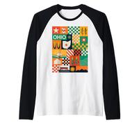 Ohio Patchwork Quilt Modern Midwest Pride Vintage Inspired Camiseta Manga Raglan