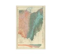 Ohio - Póster de mapa geológico vintage de 1872 - Póster del Atlas geológico para dormitorio, arte de pared, oficina, habitación, decoración estética, regalo, sin marco, 60 x 90 cm