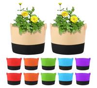 Ohiyoo 12 bolsas de cultivo de 28 l con asas, 7 galones, coloridas bolsas de fieltro para plantas, para patatas, tomates, verduras, flores, plantas (7 galones, 28 L)