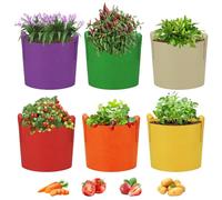 Ohiyoo 6 bolsas de cultivo de plantas de 15 L, 5 galones, de tela no tejida, con asas para patatas, multicolores, para plantas, verduras, patatas, tomates (5 galones, 15 L)