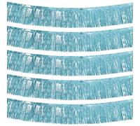 Ohiyoo Paquete de 5 guirnaldas de flecos de aluminio azul de 10 pies, pancartas de flecos de oropel para colgar en la pared, serpentinas metálicas para desfiles, flotadores de desfile, decoraciones de